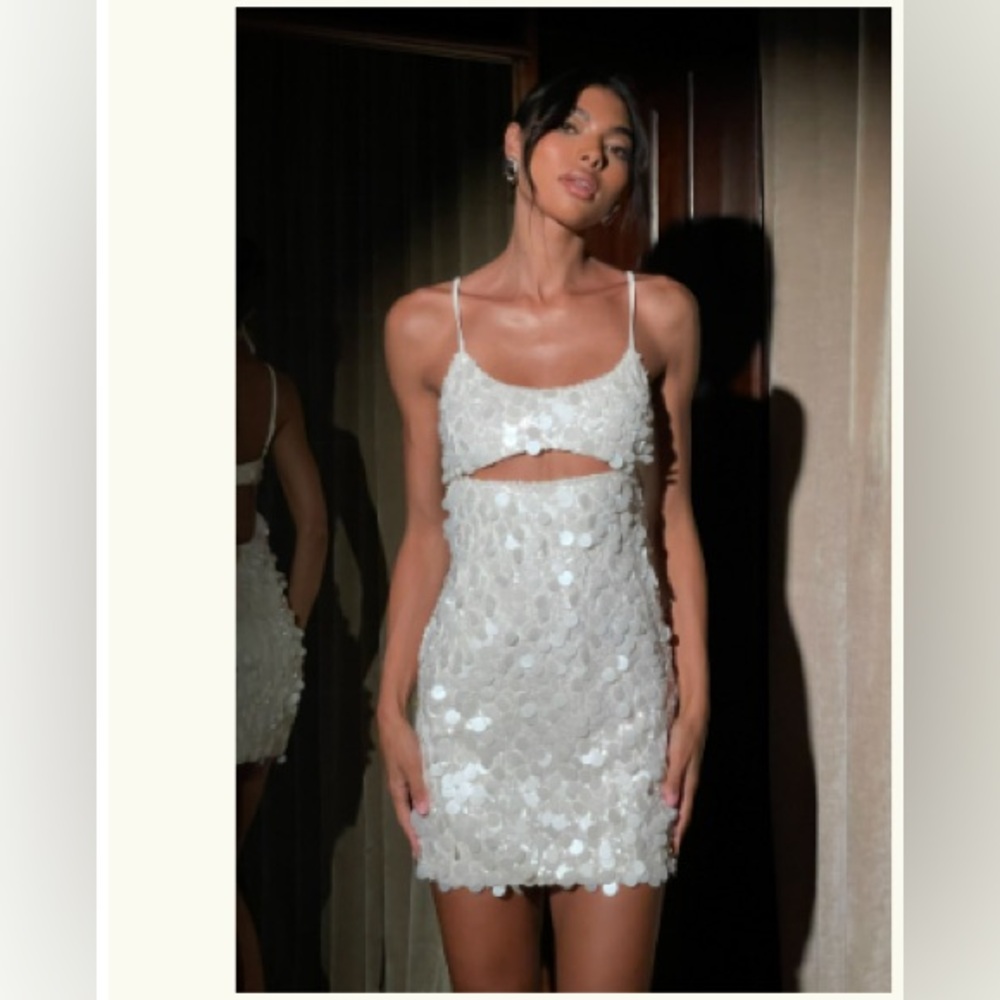 NWT Meshki White Sequin Dress